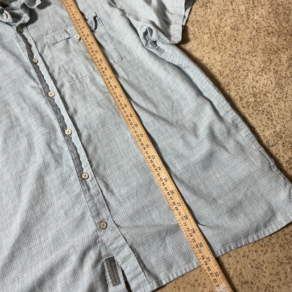 Royal Robbins Hempline Spaced Button Up Shirt Mens XXL Blue Grid Short Sleeve - Picture 2 of 7
